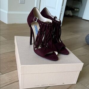 Prada Burgundy Fringe Heels